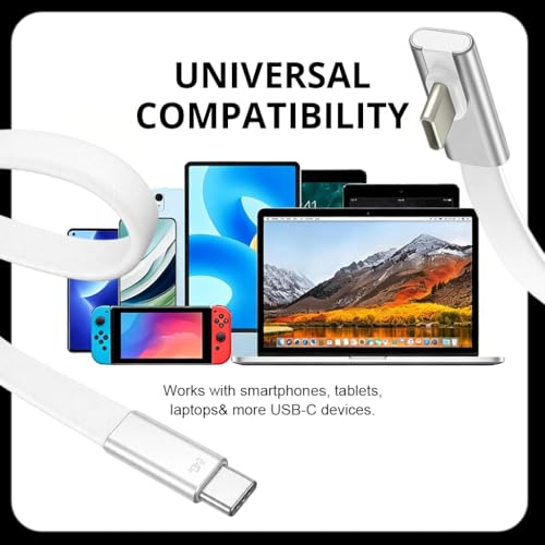 Image of Verilux Right Angle PD100W Type C Cable Fast Charging, 480Mbps Data Cable C Type Fast Charging, Tangle Free for iPhone 17 /17 Pro /17 Pro Max /16 /15, Galaxy S26 /S25 /S24