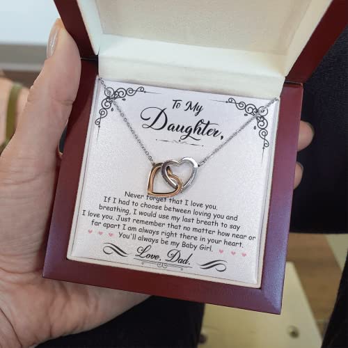 Fg Family Gift Mall Birthday Gifts For Daughter Necklace, Father Daughter Gifts From Mom, Gifts For Daughter From Dad, Daughter Necklaces From Mom, Daughter Jewelry From Dad, To My Badass Daughter Crown Necklace (Led Box, Breathing Interlocking) #TOP6