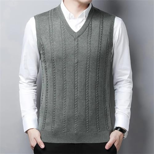 Men's Winter Knitted Vest - Fashion Solid Color Middle-Aged Men's Warm Sleeveless Vest3