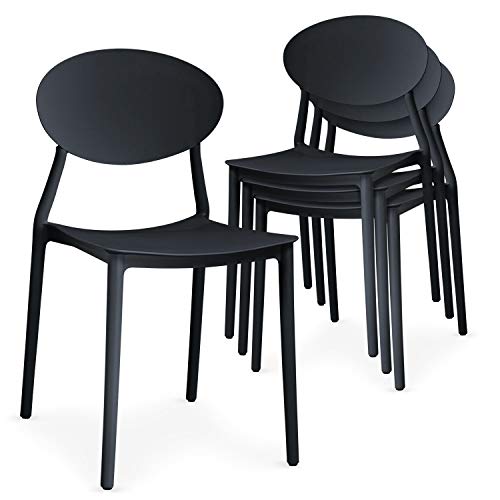 Menzzo Chaises Empilables Balagan Lot de 4 Noir