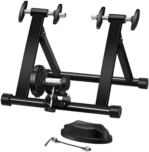 GYMAX Foldable Bike Trainer Stationary Stand, Turbo Trainers with Fluid Flywheel and Quick Release Skewer, Bicycle Fitness Stand for Indoor Cycling