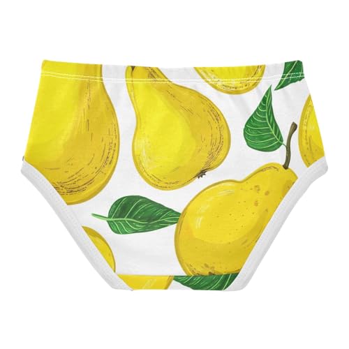 Toddler Underwear Custom 2t Cotton Cute Panties Girl Designer Briefs Kids Undies Yellow Pears Green Leaves White2
