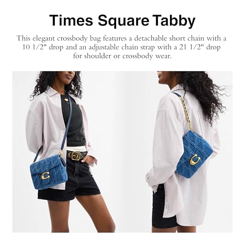 Coach Quilted Denim Times Square Tabby Shoulder Bag, B4/Deep Blue2