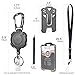 AIDSOTOU Badge Holder Retractable Clip Heavy Duty Carabiner Badge Reel Keychain with Breakaway lanyards for id Badges Cool Tactical ID Cards Holder