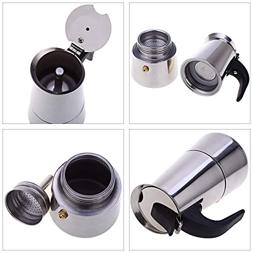 Nonna Kaffeemaschine (Induktion) 4 Tassen - 200 ml - Espressokocher 100% Edelstahl, Italienische Art Kaffeebereiter… – Bild 3