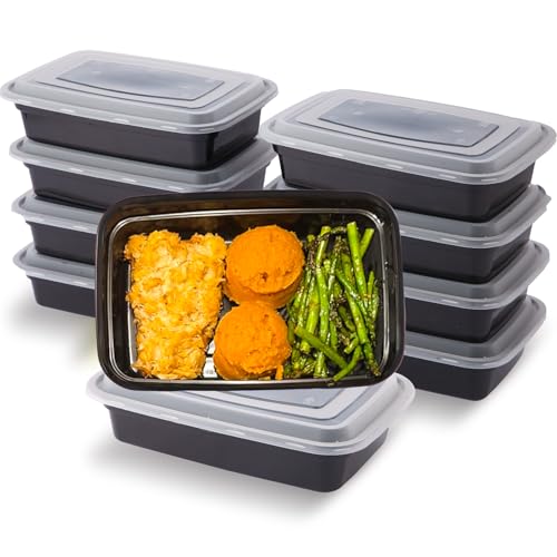 Image of Evmliy 10Pack 28oz Meal Prep Containers Disposable Food Storage Containers with Lids, 1-Compartment Reusable Food Storage Plastic Stackable To Go Boxes Microwave, Freezer, Dishwasher Safe