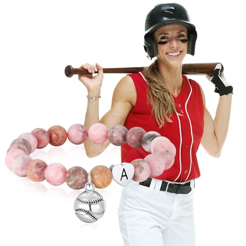 C-leen Softball Gifts for Girls - Natural Beads Initial Letter J Bracelet Sports Accessories Stuff Softball Gifts for Teen Girls Kids — view 5