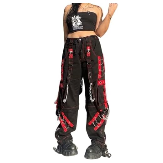 MAEHARRT Y2k Goth Cargo Pants Gothic Punk Hip Hop Low Rise Cargo Pants Harajuku Cargo Pants Women Baggy Y2k Streetwear