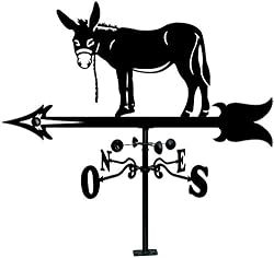Arthifor - Veleta de Viento de hierro para Tejado ...: Veleta de Viento para Tejado con silueta de Burro y con cazoletas giratorias. Medidas: 90 cm de largo x 57 cm de ancho x 88,5 cm de alto. Composición: Realizada con chapa de hierro. Los puntos cardinales son de pvc para amortiguar el sonido, los roda...
