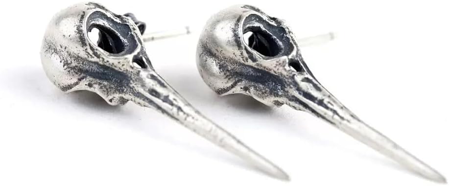 925 Sterling Silver Hummingbird Skull Stud Earring for Women Vintage Gothic Earring Unique Ear Studs Jewelry