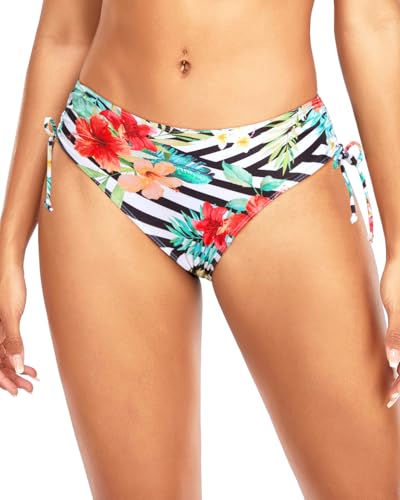 Image of Daci Women Mid Waist Bikini Bottoms - Full Coverage Swim Bathing Suit Bottom Side Tied Swimsuit Bottoms