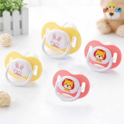 Image of BabyGo Baby Silicone Pacifier Teether for Babies | Soft Nipple | Easy to Clean | BPA Free Pacifier with Airflow Shield | Comfortable Daily Use | 0-18 Months (Pack of 6)