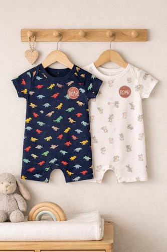 Image of TuddyBuddy 100% Cotton Romper /Jumpsuit /Bodysuit Set for Baby (Pack of 2 Playsuits)