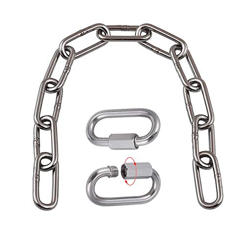 Her Kindness Rundstahlkette? Verlaengerungs-Kette aus Edelstahl Bruchlast max 350 kg mit 2 Karabiner Haken, 50cm Schweisskette/Edelstahl Gliederkette?Ø5 mm Edelstahl-Kette?