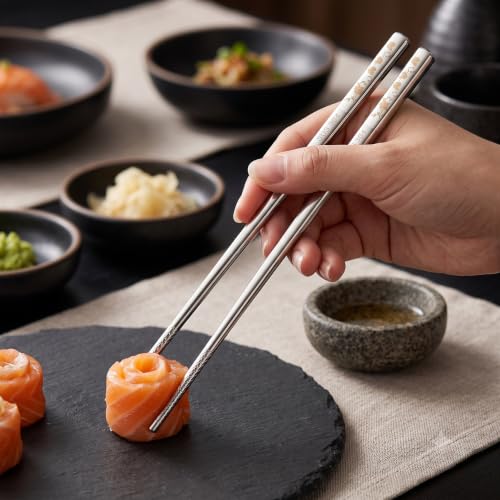 Image of RIANZ 304 Stainless Steel Korean Chopsticks 23.5 cm, Laser Engraved, 1 Pair (Style 2)