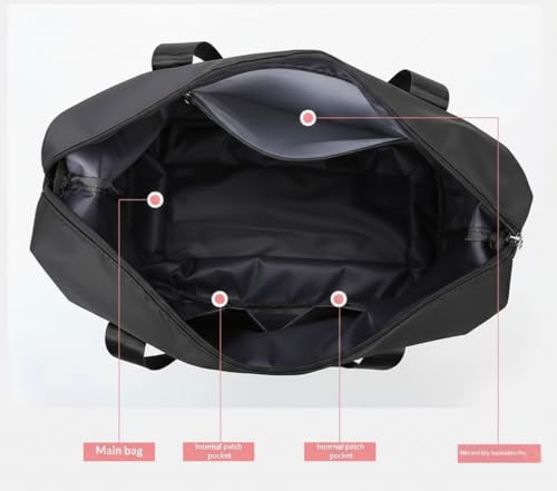 Image of WILDHORN 40 Liters Nylon Expandable Travel Duffle Bag for Men & Women, Waterproof Weekender Luggage Bag, Foldable Gym & Overnight Travel Hand Bag with Wet & Dry Compartment (Black)