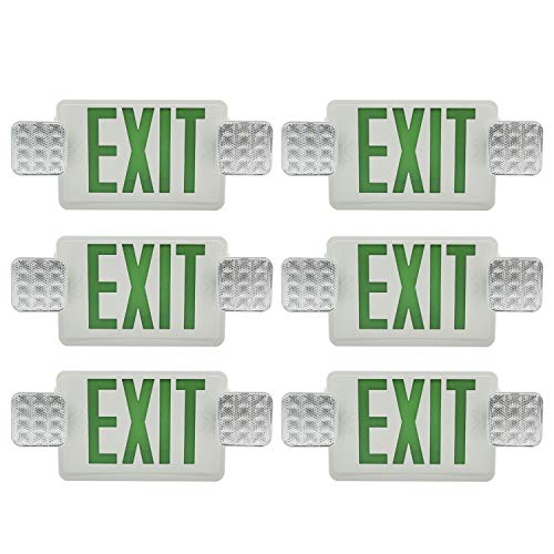 Ainfox 6 Pack LED Exit Sign Emergency Wall Light, Back -up Letter Cover (green/6pack)
