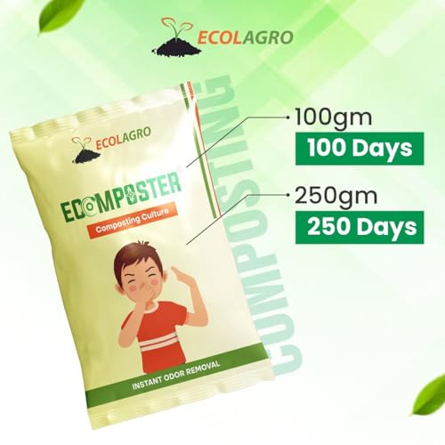 Image of EcoLagro Ecomposter Powder 250g | Kitchen Waste Compost Maker & Organic Waste Decomposer for Home Compost Bin | Odor Control Compost Accelerator for Food Scraps & Wet Waste | Pack of 1
