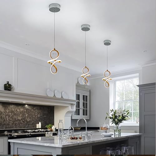 Image of DarkVision Contemporary LED Infinity Pendant Light Hanging Light Decorative Gold Finish Acrylic Ceiling Lamp Fixture Lamp 3 in 1 Color Changing, Soft Lighting for Bedroom, Hallway (Inbuilt Led)
