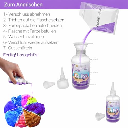 Desire Deluxe Tie Dye Kit – Set mit 18 Farben Textilfarbe für Kleidung Permanent, Baumwolle – Kreatives Bastelset mit Farbpulver & Zubehör, Modedesign-Set für Erwachsene & Kinder
