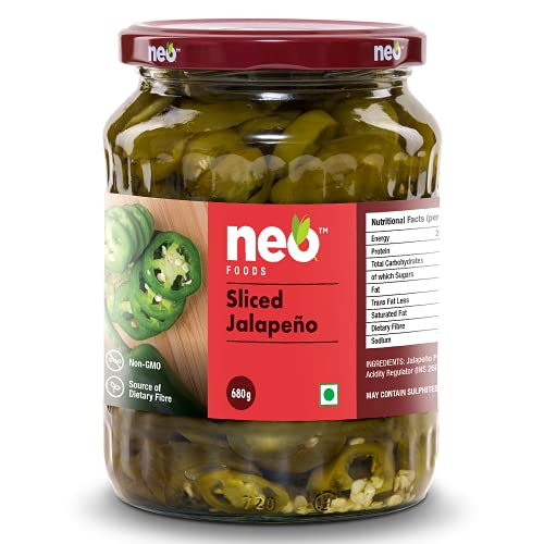 Image of Neo Sliced Jalapenos 680g I 100% Plant Based I Ready-to-Eat Fibre-Rich Topping for Pizza, Pasta, Wraps and Salads I (Pack of 1)