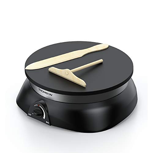 Thomson Crepe Maker mit Antihaftbeschichtung, 1250 Watt, große Heizplatte (33 cm), Temperatur regulierbar, abnehmbares…