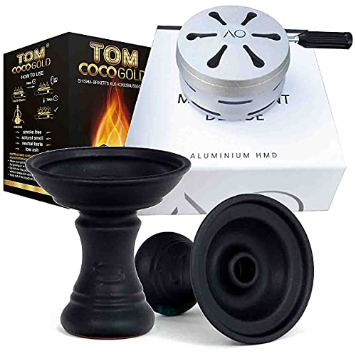AO HMD Sandblasted, Top Smokebox-Set mit Saphire Fun One Phunnel & Kohle, Kopf-Set für Shisha, Wasserpfeife, Farbe…