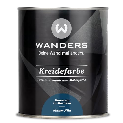 Wanders Shabby Chic Kreidefarbe 750 ml - Blaue Nila/Dunkles Blau - Küchenmöbellack und Möbelfarbe ohne Schleifen. Chalk Paint, für Holz & mehr. Hohe Deckkraft, schnell trocknend