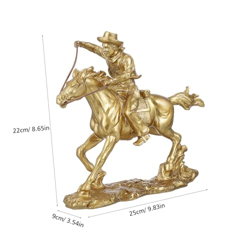 Statue cheval résine dorée cadeau idéal décoration table - 3
