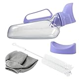 WEESTAAMO Urinflasche für Frauen 1200ml mit Strickhülle & Reinigungsbürste - Auslaufsicheres Urinal Damen Lila, Tragbare Toilette für Auto, Camping & Bettlägerige (Inkl. Trichter & Deckel)