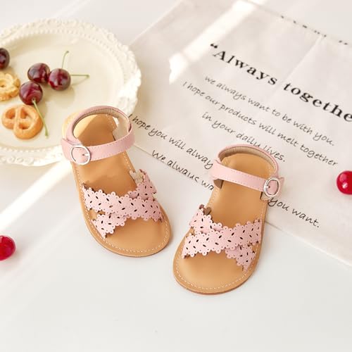 Image of Flaryzone Girls Sandals Open Toe Summer Flats Dress Sandals Shoes Toddler /Little Kid