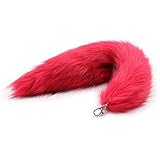  Gancho de felpa artificial rojo claro cola de animal de zorro Plùg Bùtt vestido de felpa decoración fiesta gato salvaje lindo anime extendido