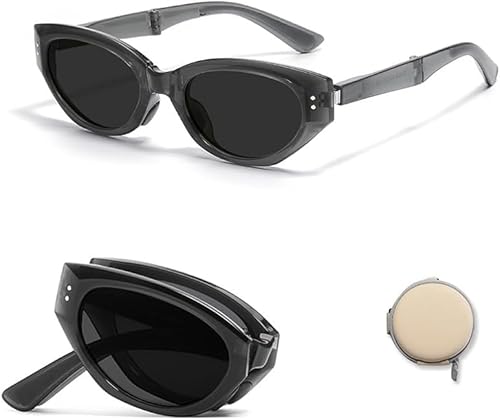 FsMrEMhD Retro Oval Sunglasses with Case – High-End Polarized UV