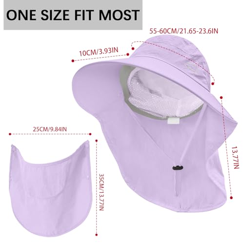 Image of Rosoz Sun Hat for Men Women with Neck Flap,Wide Brim UPF50+ Fishing Hat with Detachable Face Cover Outdoor Sun Protection Hat