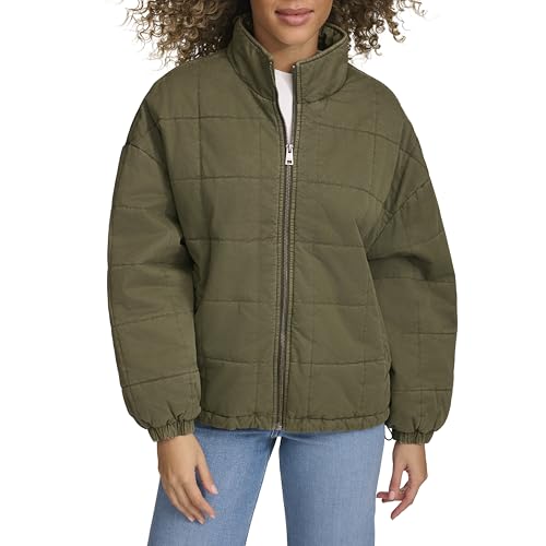 Levi's Women's Box Quilted Cotton Jacket, Olive, Medium