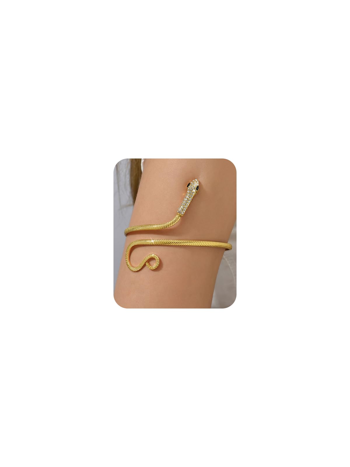Hanfluenve Gold Snake Arm Cuff Crystal Upper Arm Band Bracelet Punk Adjustable Open Cuff Armlet Armband Jewelry for Party Prom, Copper
