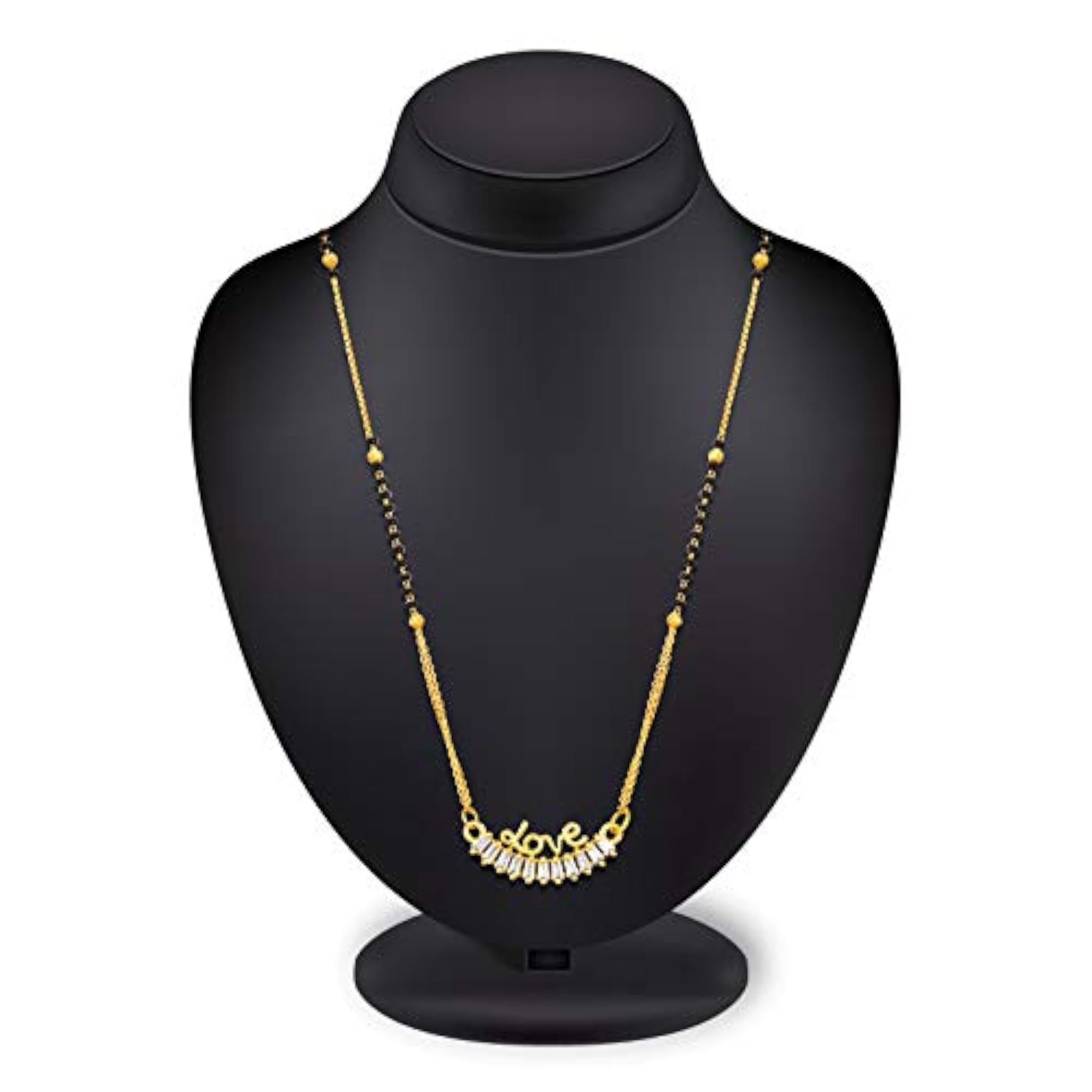 Gold Plated Black and White AD Studded Mangalsutra