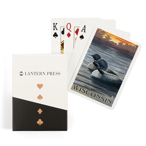 Lantern Press Wisconsin, Loons at Sunset, 52 naipes póker