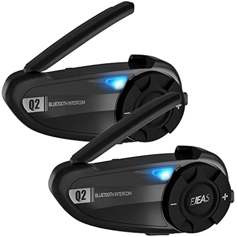 EJEAS Q2 Motorbike Helmet Bluetooth Headset Intercom 2-way Bluetooth 5.1 Motorcycle Communication System 800M Wireless Interphone with Voice Assistant/Noise Cancellation/FM (Q2-2) Cover