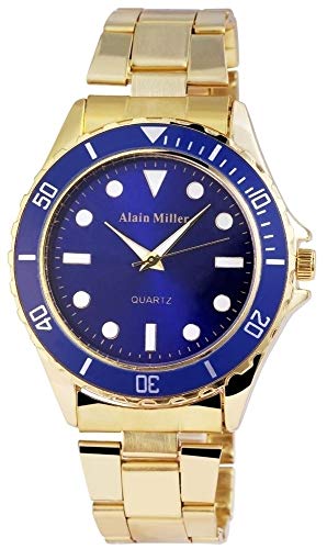 Preisvergleich Produktbild Alain Miller Herrenuhr Edelstahl Armbanduhr Leuchtzeiger Analog Quarz 2800012