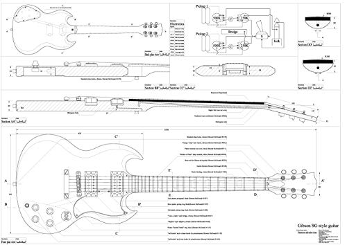 SG Style - Electric Guitar Plans - Full Scale - To Make a Guitar -