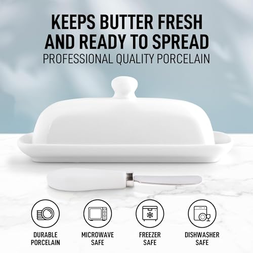 Zulay Kitchen PORCELAIN BUTTER DISH Zulay Butter Dish With Lid thumb #1