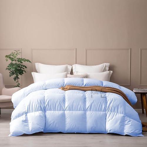 Image of PURE ECO 300 GSM Comforter for King Size - Luxury & Soft Microfiber 300 GSM Comforter for Winter - Duvet /Blanket King Size (90 inchX106 inch) - Sky Blue Color