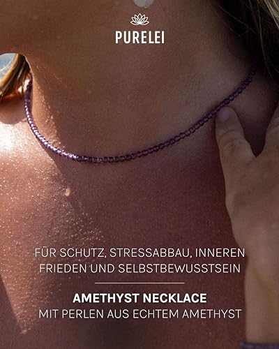 Collier d'Améthyste étanche Purelei en acier anti-noircissement - 2