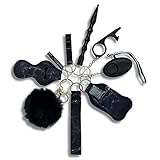 Self-Defense Keychain Set for Women and Kids, Safety Keychain Accessories, with Safe Sound Personal Alarm,(1 Pack with 10 Items - Black)