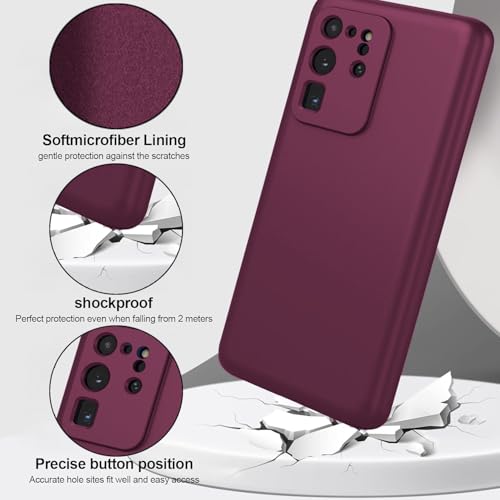 Image of DIZORO Samsung Galaxy S20 Ultra Case 6.9inch, Liquid Silicone Gel Rubber Shockproof Case Soft Microfiber Cloth Lining Cushion Compatible with Samsung S20 Ultra (Wine)