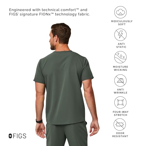 Image of FIGS Leon Scrub Top for Men - 3 Pockets, Tailored Fit, Modern V-Neck, 4-Way Stretch, Moisture-Wicking