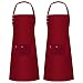 Produktbild 2 Pack Schürze Mit 3 Taschen für Männer Frauen, Verstellbare Kochschürze Küchenschürze Wasserdicht Latzschürze Grillschürze für Küche Garten BBQ Chef Kellner Bäcker  Rot