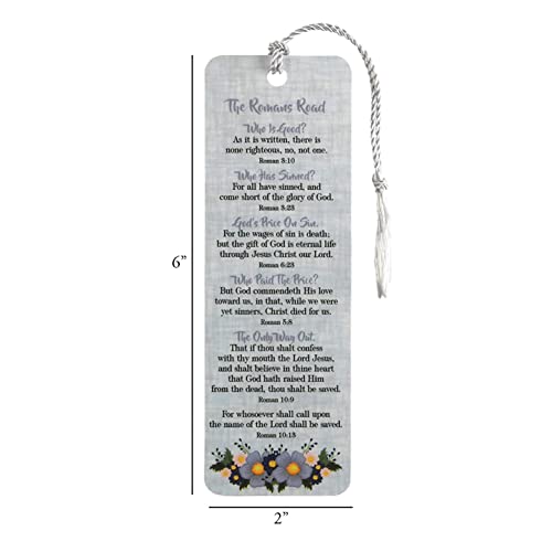 Roman's Road Silvertone 6 X 2 Cardstock Bookmark With Tassel Pack Of 12 #TOP3