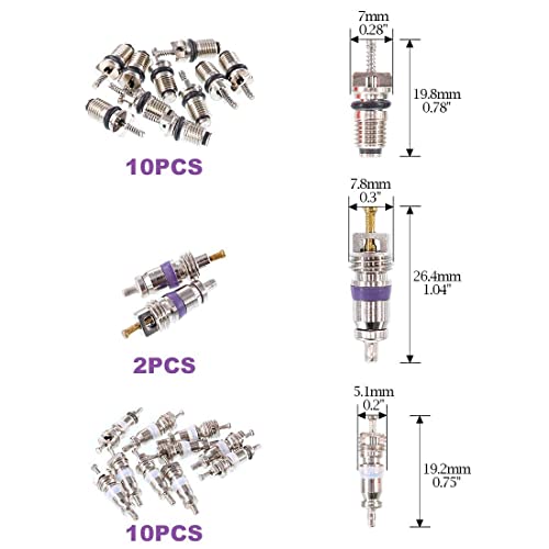 Swpeet 40Pcs Air Conditioning Valve Core Kit, A/C R12 R134A Refrigeration Tire Valve Stem Cores With Remover Tool For Most Car #TOP1